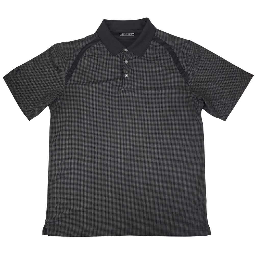 Callaway Micro Grid Golf Polo Shirt Mens XXL Black Grey Performance Short Sleeve